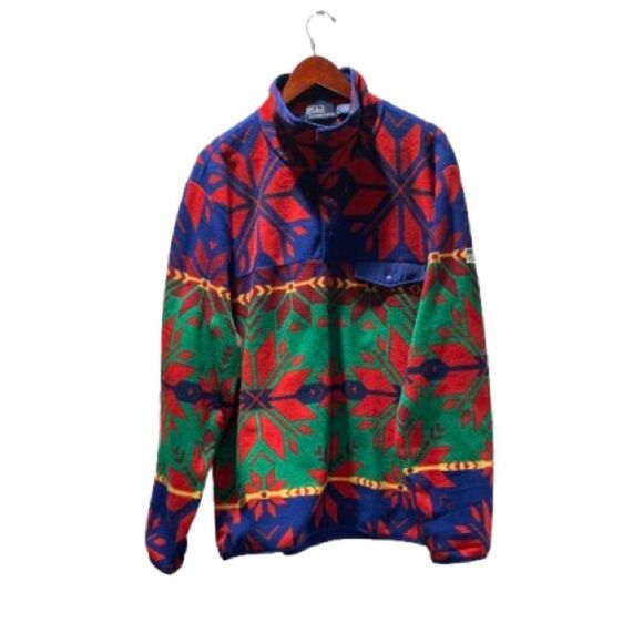 Polo Ralph Lauren Fair Isle Aztec SnowFlake Fleece XL Pullover - Picture 2 of 5